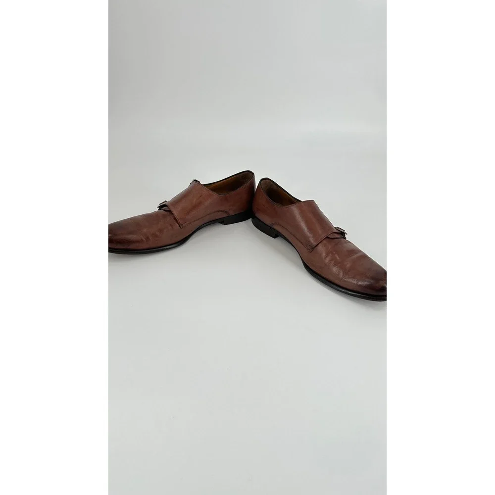 Paul Evans Poitier Mens Brown Leather Double Monk Strap Loafers Dress Shoes 9.5